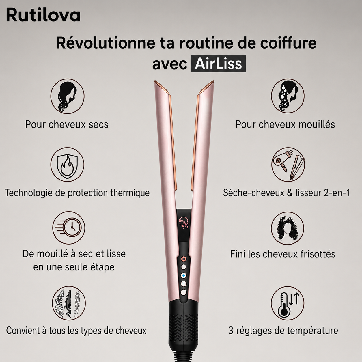 Ritulova AirLiss Lisseur 2 en 1 & Technologie ionique